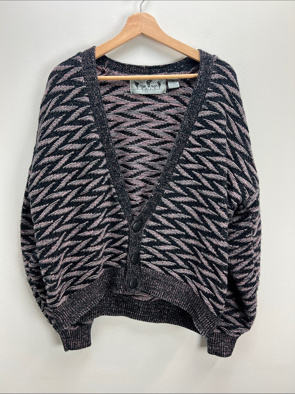 Vintage Policy Studio 3D Knit Cardigan Sweater Cropped Womens Small